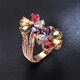 Qinhenghui guaranteed price official tourmaline ring for women sweet and fashionable rose gold twin sunflower colorful 6# 16mm