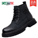 Cartelo Spring and Automne Martin Boots Men's 2025 Nouveau cuir haut toit épais semelles masculines Boots British Style Boots Warm and Fleece Boots Black 41
