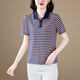 Kesimiao Light Luxury Marke Frauen kurzärmeliges T-Shirt für Frauen 2025 Sommer Neues Streifenpolo-Hemdtemperament Lose Top Trendy Khaki L (100jin [Jin entspricht 0,5 kg] -110jin [Jin gleich 0,5 kg]))