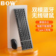 B.O.W Hangshi K670DL Rechargeable Dual-mode Wireless Bluetooth Keyboard and Mouse Set Home Office Tablet Mobile Phone Computer Silent Keyboard and Mouse Silver White Three-Mode-Type C Charging