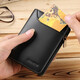 Emperador Paul Wallet Capa de cuero corta para hombres Capa de cuero Vacada Tarjeta vertical Bolsa con cremallera Licencia de conducir Licencia de conducir billetera Black