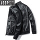 JEEP SPIRIT leather jacket men's spring and autumn new style work clothes versatile clothes casual trendy brand men's autumn and winter plus velvet leather jacket 9923 yellow brown L