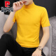 Pier Cardin 2024 Herbst Kurzärärmelte T-Shirt Herren neuer halbhöfischer Hals-Basis-Strickpullover halbärmelig mit mittlerem Hals fester Farbe Pullover Q9913 White XL