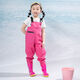 Shanye children's water play one-piece waders kindergarten waterproof clothes for catching the sea children's rain boots men and women fishing rain pants beach children's pink overalls with pockets size 21/27 (shoe inner length 14.5cm)