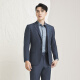 YOUNGOR suit men's double buckle side slit slim fit new business suit top wool stretch fabric shopping mall same style gray blue XL 180/100A