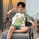 
Boys pajamas summer pure cotton loose short sleeve thin suit children boy medium-sized children dinosaurs wear home clothes XP897 green dinosaur 140 little boy 16 size height 135-140cm70Jin [Jin equals 0.5 kg]