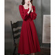 Feshelan Bridal Toast Dress Large Size Fat mm Summer Belly Covering French Red Engagement Dress for Pregnant Women High-end Dress Burgundy (No Bronzing) 2XL _Recommendation 140-160Jin Jin equals 0.5 kg