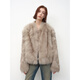 
Fu Zhien, fashionable, exquisite and elegant, two-color wrapped feeling stand collar, shoulder-drop short fox fur coat, hazelnut brown M