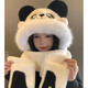 SOMUBAY Panda Plush Hat Scarf All-in-One Women's Winter Cycling Cute Thickened Warm Scarf Gloves New Year's Gift for Women Panda Three-piece Set One-size-fits-all Quality (Gift Bags Need to Contact Customer Service)