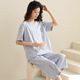
MEIJILAI pajamas women's spring and summer pure cotton short-sleeved cropped pants cotton summer thin women's home clothing large size set 681 L (height 160-165 weight 100-120)