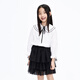Little MO&Co. Children's clothing girls' pure cotton double-layer doll collar long-sleeved white shirt shirt children's top inner layer this white 110 110/56