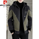 Pierre Cardin brand men's autumn and winter woolen coat men's hooded jacket men's tops plus velvet thickened woolen jacket for men black XL