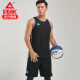PEAK basketball uniform suit men's short contrasting color basketball uniform breathable quick-drying jersey game uniform DF793061 black X2L