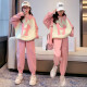 Jixiangle (Jixiangle) children's clothing girls' suits spring and autumn 2023 new medium and large children's sweatshirts and pants little girls' clothes trendy 3-12 years old pink 150 size recommended height is about 1.4 meters