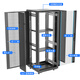 保卫通服务器标准机柜 网络设备弱电经济款侧面0.8立梁1.5机架式设备柜 钢化玻璃前门后网门 600*600*1200	T3-6622