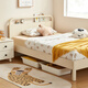 Lins Haus Kinderbett Junge Massivholz Füße Kinderbett Mädchen Prinzessin Bett Einzelbett Nordic Kinderzimmer Möbel Kombination KN4A Board Holz Lotus Weißes Bett + Matratze + Nachttisch *1 1050 mm *2000mm