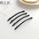 Pretty three-year-old simple black one-piece hair clip for girls with fashionable bangs and broken hair clips side clips headwear hair clips for the back of the head medium square diamonds