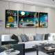 Tongdi Neues chinesisches Wohnzimmer Dekoration Malerei Sofa Hintergrund Wandmale moderne einfache Villa Hall Landschaft Malerei Dreifach hängende Gemälde 1 Familie und alles geht gut 12122 80*60 in der Mitte 40*60 auf beiden Seiten 40*60 schwarzer Rahmen (Kristallporzellanbilder)