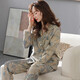 Yunzhi-Pyjamas für Frauen im Frühjahr und Herbst Pure Cotton Longleved Cardigan Lose Lose großer Größe 2025 Neue Baumwoll-Kleidungsstückset 9215-Grau-Blau XL (170): Empfohlen 120-140jin [Jin Equals Gym) zum Tragen zum Tragen