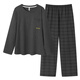 Pajamas para hombres para hombres en primavera, otoño e invierno, de manga larga, suelta suelta más grasa más de gran tamaño, cuello redondo simple para usar ropa casera fuera de YEX9906 L (recomendado 100-130Jin [Jin iguala 0.5 kg]) todo tamaño