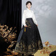 Yishangmei Horse Face Rock Frauen voller neuer chinesischer Hanfu-Frauenkleid für Erwachsene kleiner Sommer 2025 Neues chinesisches Stil Kleid schwarz [Goldener Pferdsgesichtsrock + weiße Top] l [geeignet für 115-130jin [Jin gleich 0,5 kg]]]
