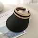 Hedon Straw Hat Women Beach Summer Top Histón vacío Mujer protector solar Sol Gat Sun Sol Style Cilindro de cabello de béisbol Cilindro KT-3524 [Top de tejido de sello]-Black