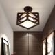 Copper Heart Wood Balcony Light Nordic Solid Wood Walnut Color Small Ceiling Light Chinese Cloakroom Entrance Hallway Entrance Hallway Lighting P1503 Square Model (without light source)