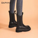 Daphne Boots Martin Boots for Women Plus Fleece 2024 Botas de chimenea de otoño e invierno para mujeres Botas Británicas de Mid Tube Chelsea Women's Black (altura del tacón de metro medio) 38