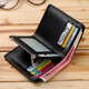 Emperador Paul Wallet Capa de cuero corta para hombres Capa de cuero Vacada Tarjeta vertical Bolsa con cremallera Licencia de conducir Licencia de conducir billetera Black