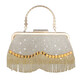 
Baimingwei 2025 full handmade rhinestone tassel pearl rhinestone women's dinner bag small dress bag portable slanted party bag wave tassel