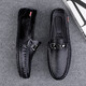 Genuine leather beans shoes Korean style men's casual leather shoes soft sole men's shoes fashionable breathable business lazy shoes men's trendy shoes Mingtao 9905 black (hollow style) 40
