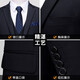 ROMON suit men's high-end customized slim professional formal attire business small suit men's wedding groom's best man's clothing A dark blue double button 11-piece set M size (plus 8 gifts)