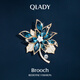 Qlady blue hibiscus crystal corsage brooch high-end women light luxury fashion anti-exposure pin silk scarf buckle birthday gift