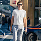 Mr. Cloth contrasting color round neck knitted T-shirt 2025 summer new skin-friendly cool men's short-sleeved ET15099 Haoyuebai S (165)