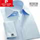 Pier Cardin Brand Herren Großer Kragen Französisch Shirt Business Slim Double Button High-Collection Bräutigam-Kleid doppeltschnelle Ärmel formelles Langarm Shirt Manschettenknöpfe CXW12006 Weiß Größe 40