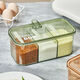 Seasoning box integrated multi-compartment home kitchen high-end MSG salt seasoning jar multi-functional storage box combination set large three compartments - transparent green