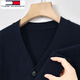 
Tommy Hee Kelly 100% Wool Knit Cardigan Men's Fall Middle-aged Father High-end Fashion Casual Sweater Jacket Autumn Clothes Black 165