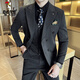 Woodpecker (TUCANO) double-breasted suit for men, casual and versatile business formal work clothes, trendy slim wedding suit, dark gray XL (suitable for 126-140 Jin Jin equals 0.5 kg)