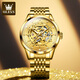 Marque olevs entièrement automatique montre la montre mécanique pour hommes tendance à la mode de diamant creux de la montre masculine de la montre masculine étanche.