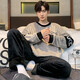 Pyjama masculin en automne et flanelle hivernale épaissis des étudiants de dessin animé rond chaud parmi les jeunes vêtements pour hommes en vrac wyex3883 l (recommandé 90-115 Jin [Jin est égal à 0,5 kg]))