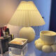 Yaotai Nordic bedroom room pleated atmosphere dimming table lamp ins high-looking Internet celebrity girl dormitory study bedside lamp beige table lamp button switch monochrome warm light plug