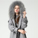 Jiya Tuopai women's mid-length winter full-skin rex rabbit fur all-in-one raccoon fur collar fur coat gray L [110Jin[Jin equals 0.5kg]-120Jin[Jin equals 0.5kg]]