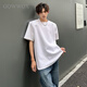 
Zhidou Dou Dou's handsome shoulder pad T-shirt for men's summer hair stylist trendy short-sleeved niche design five-point half-sleeved cd1047 white one size m