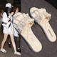 Belle Stepping Fairy Gentle Wind Pearl Rhinestone Slippers for Women in Summer 2025 New Fashion Outdoor Fashion Flat-Soled Flip-Soled Sneakers On White 37