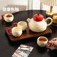 Modern Housewife Teapot Set Moving to a New Home Engagement Wedding Birthday Moving Gift Wedding Tea Set 2025 New Red Apple Ceramic Teapot Set 1 Pot 4 Cups with Tray Housewarming Gift