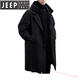 JEEP SPIRIT2025 new autumn and winter Korean style coat jacket men's trendy fake two-piece hooded mid-length windbreaker parka for men F001 military green thickened L 130-145Jin Jin equals 0.5 kg