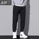 吉普（JEEP）2023年新款秋冬季加绒裤子男士加厚束脚工装潮流松紧腰休闲牛仔裤 9859黑色加绒 2XL 【150-165斤】