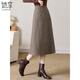She enjoys woolen skirt female Maillard plaid woolen A-line skirt retro mid-length umbrella skirt T144B6003