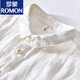 罗蒙（ROMON）中国风亚麻翻领短袖t恤男有带领麻布男装棉麻料T宽松翻领上衣服 msp-795灰色 L