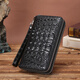 Kavati Gavadi Gavadi Crocodile Crocodile Cuero bolso de cuero de cuero de cuero de doble capa Billetera larga Billetera para hombres Bolsa de hombres múltiples Bolsa de doble tracción negra